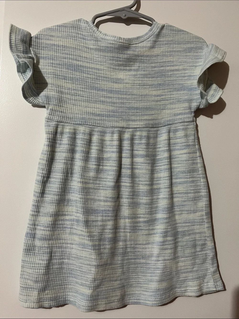 Old Navy Light Blue and Cream Striped Knit Toddler Dress